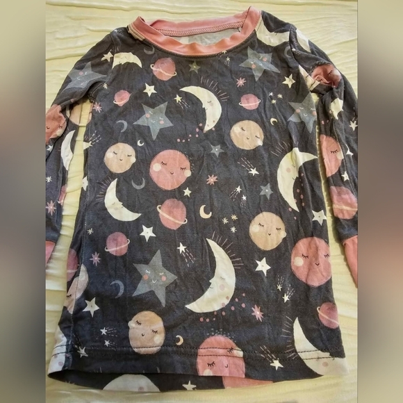 Little Sleepies Moon and Stars Pajama Set - Pink and Black - Picture 2 of 4